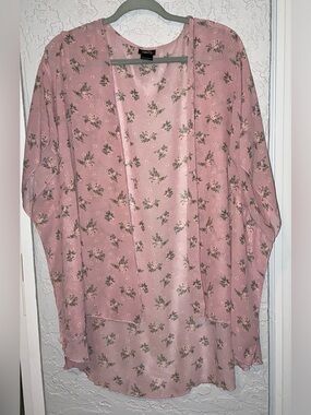 Rue21 Dusty Pink Floral Open-Front Sheer Cardigan